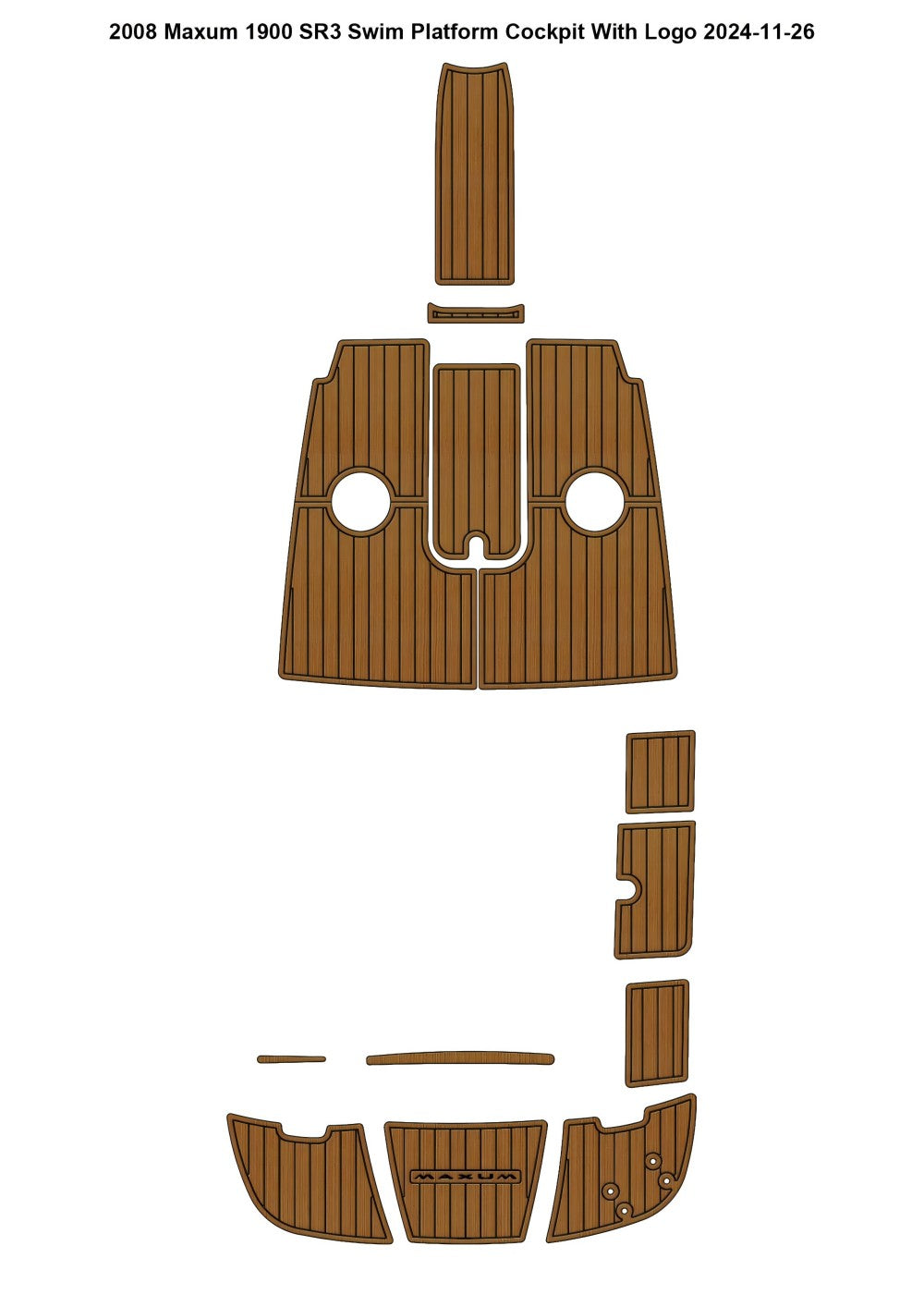 2008 Maxum 1900 SR3 Swim Platform Cockpit Boat EVA Faux Teak Floor Mat Seadek MarineMat Gatorstep Style Self Adhesive