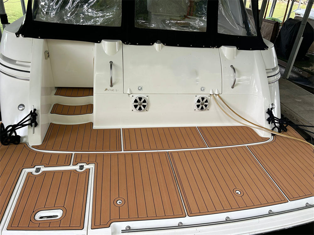 1998-2002 Cruisers Yachts 3870 Swim Platform Cockpit Pad Boat EVA Teak Floor Mat SeaDek MarineMat Gatorstep Style Self Adhesive