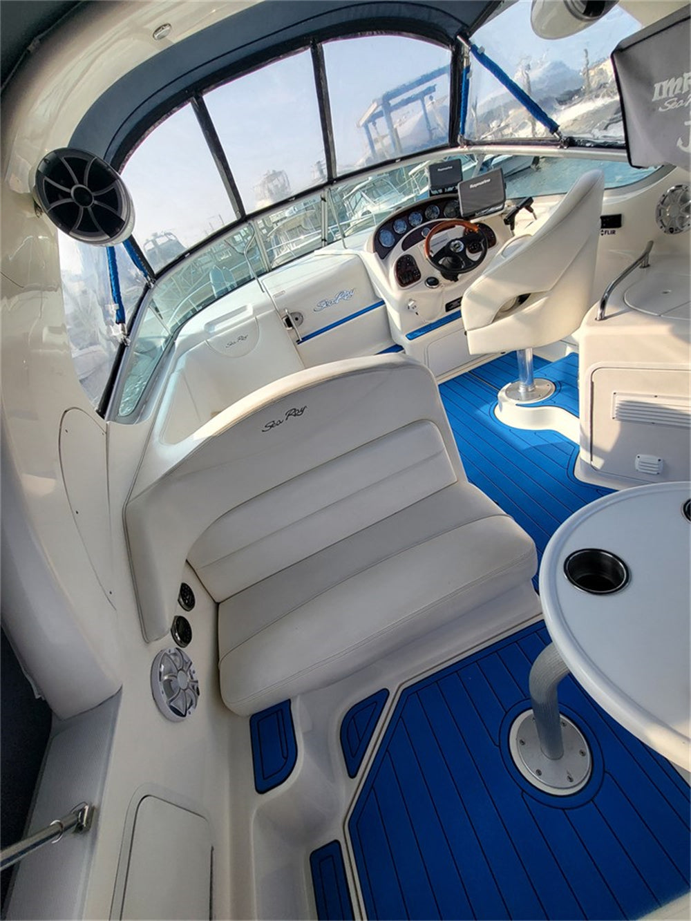 2008 Sea Ray 280 Sundancer Cabin Pad Boat EVA Foam Faux Teak Floor Mat SeaDek MarineMat Gatorstep Style Self Adhesive