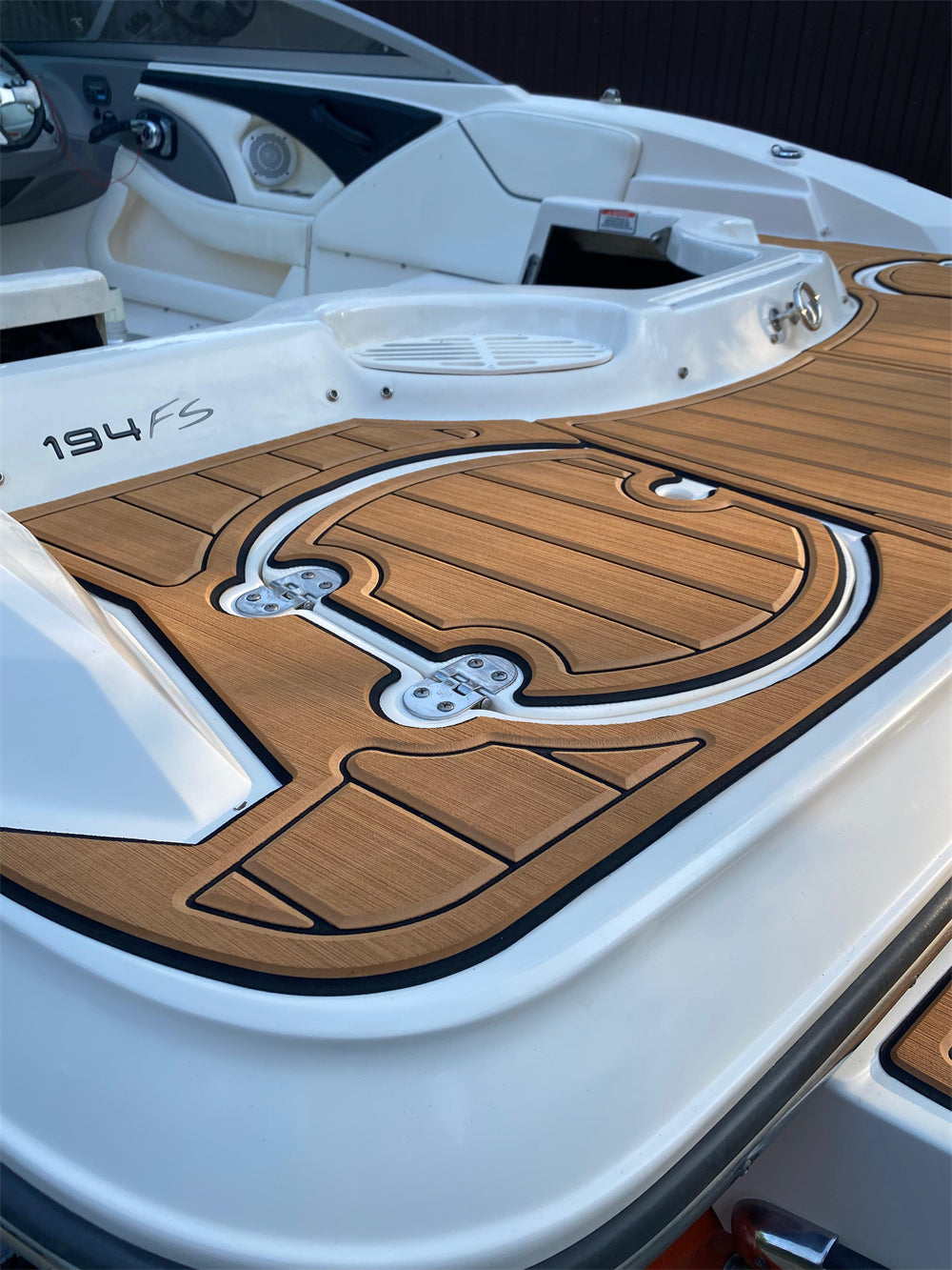 2008 Monterey 194 FS Swim Platform Cockpit Pad Boat EVA Foam Faux Teak Deck Floor Mat SeaDek MarineMat Gatorstep Style Adhesive