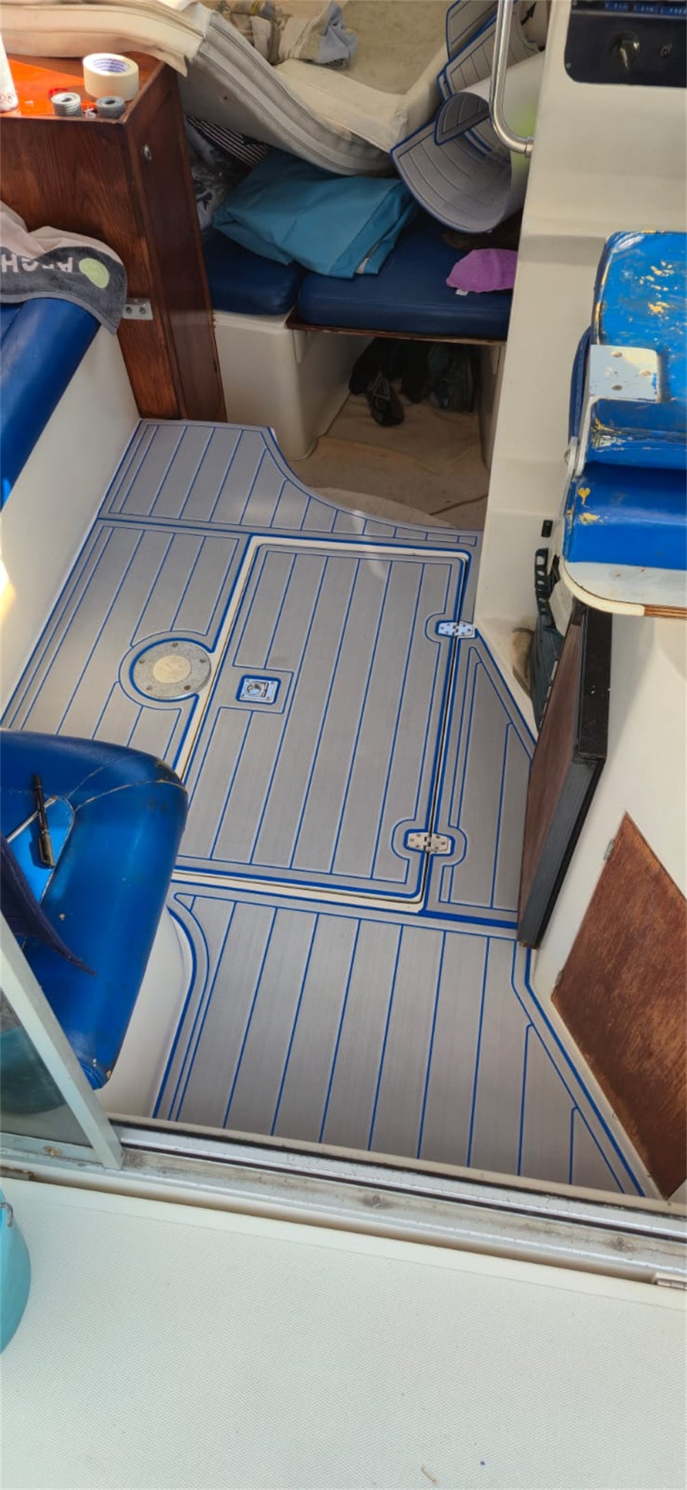 1998 Rio 800 Cabin Fish Swim Platform Cockpit Cabin Boat EVA Foam Faux Teak Deck Floor Mat Seadek MarineMat Gatorstep Style Self Adhesive