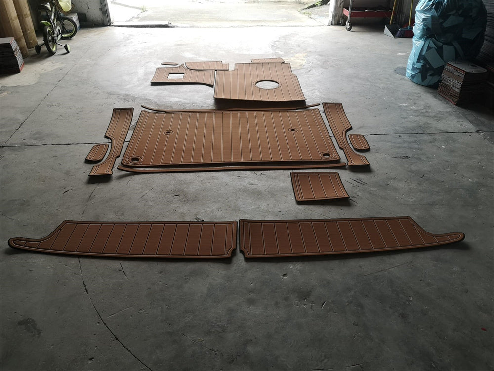 1999 Bayliner 2855 Swim Platform Cockpit Boat EVA Foam Faux Teak Deck Floor Pad Mat SeaDek MarineMat Gatorstep Style Self Adhesive