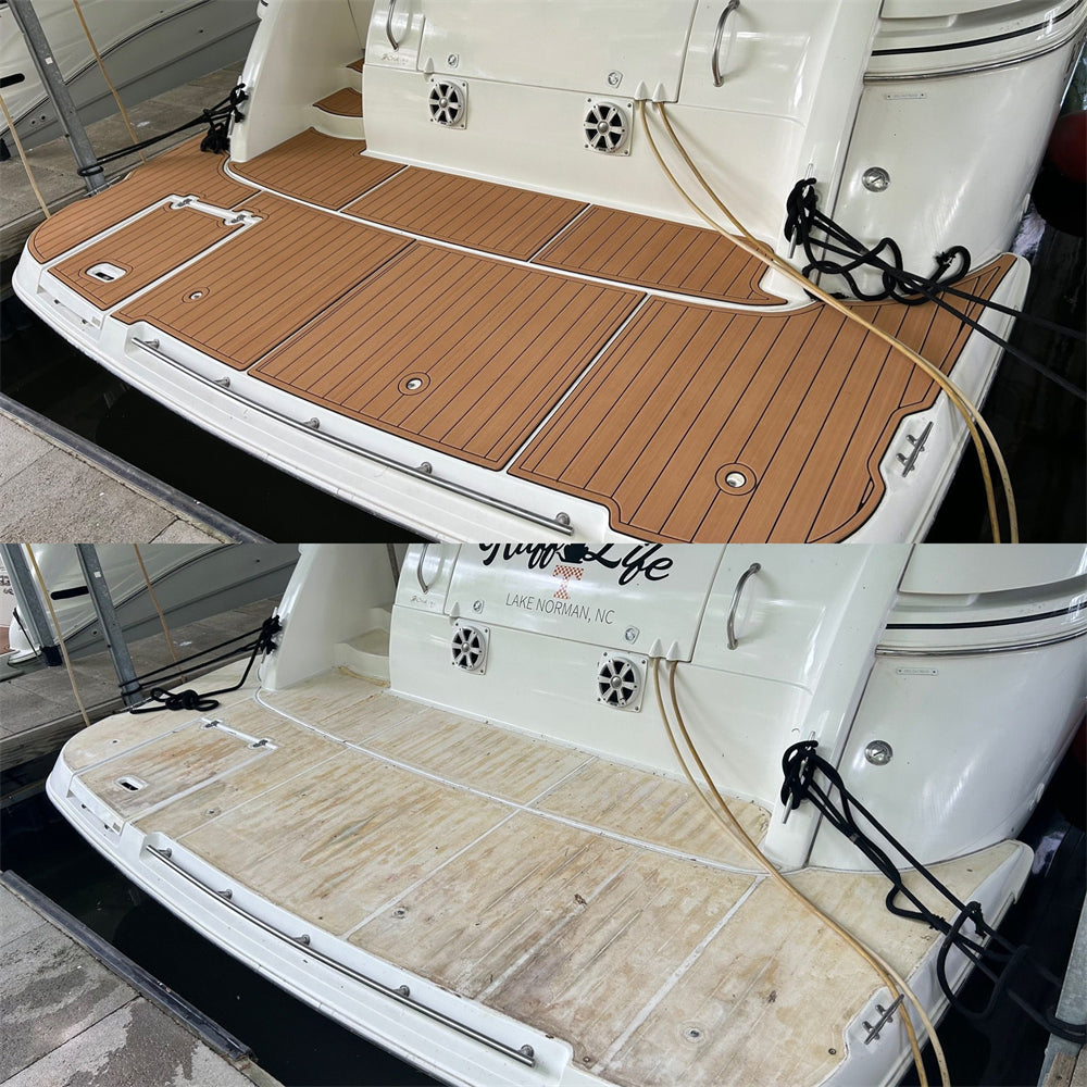 1998-2002 Cruisers Yachts 3870 Swim Platform Cockpit Pad Boat EVA Teak Floor Mat SeaDek MarineMat Gatorstep Style Self Adhesive