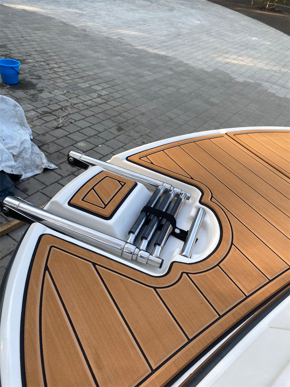 2008 Monterey 194 FS Swim Platform Cockpit Pad Boat EVA Foam Faux Teak Deck Floor Mat SeaDek MarineMat Gatorstep Style Adhesive
