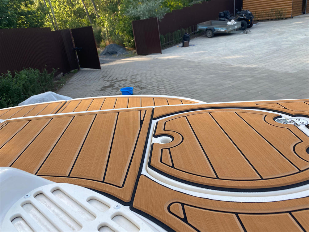 2008 Monterey 194 FS Swim Platform Cockpit Pad Boat EVA Foam Faux Teak Deck Floor Mat SeaDek MarineMat Gatorstep Style Adhesive