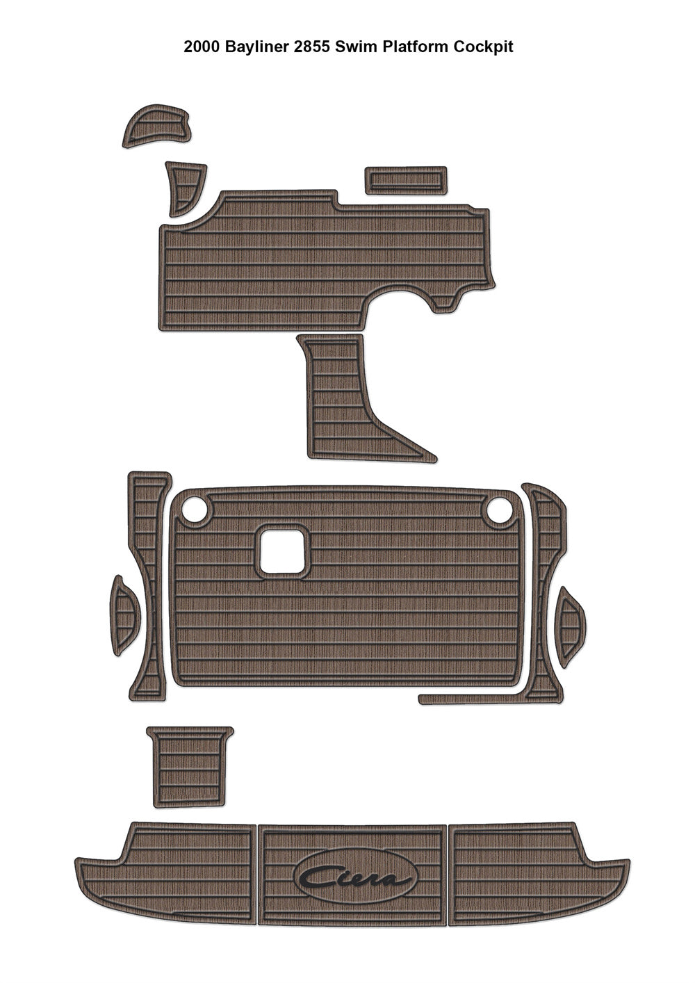 2000 Bayliner 2855 Swim Platform Cockpit Boat EVA Foam Teak Deck Floor Pad Mat SeaDek MarineMat Gatorstep Style Self Adhesive