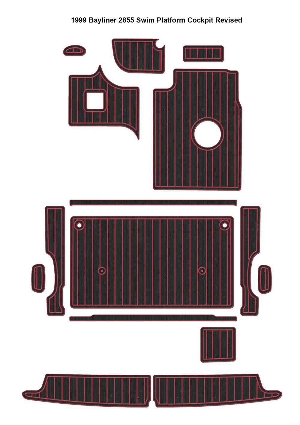 1999 Bayliner 2855 Swim Platform Cockpit Boat EVA Foam Faux Teak Deck Floor Pad Mat SeaDek MarineMat Gatorstep Style Self Adhesive