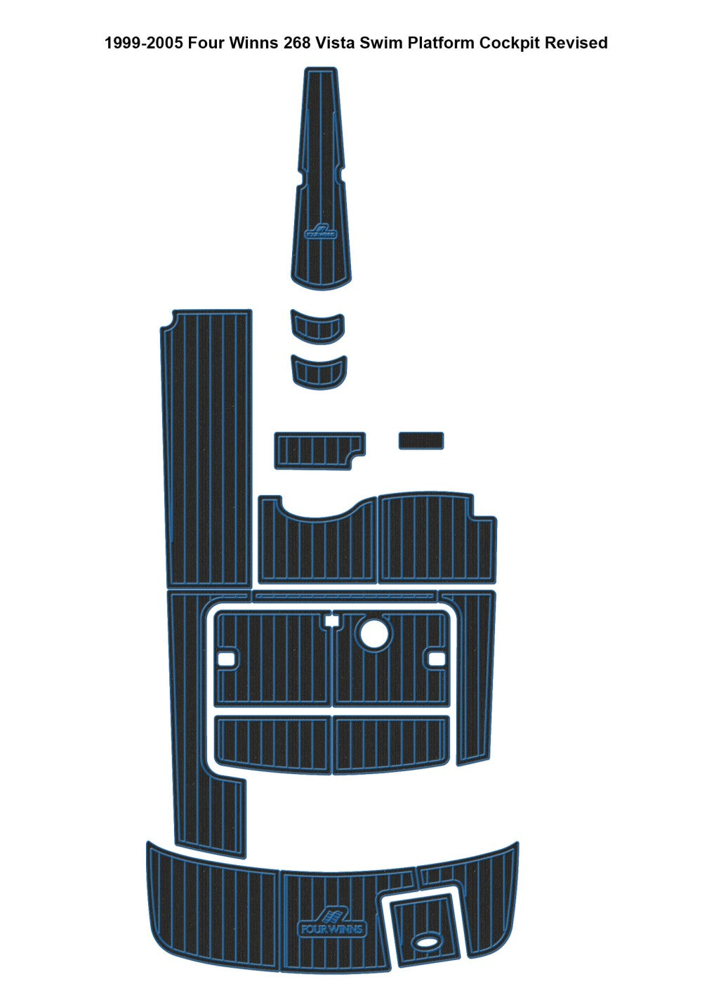 1999-2005 Four Winns 268 Vista Swim Platform Cockpit Boat EVA Foam Faux Teak Floor Pad Mat SeaDek MarineMat Gatorstep Style Self Adhesive