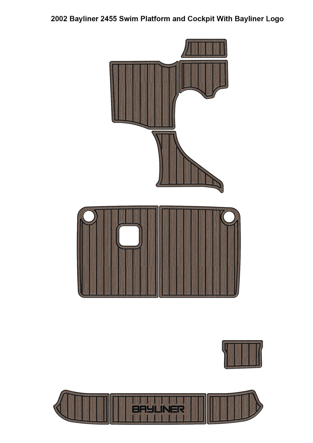 2002 Bayliner 2455 Swim Platform Cockpit Boat EVA Foam Faux Teak Deck Floor Pad Mat SeaDek MarineMat Gatorstep Style Self Adhesive