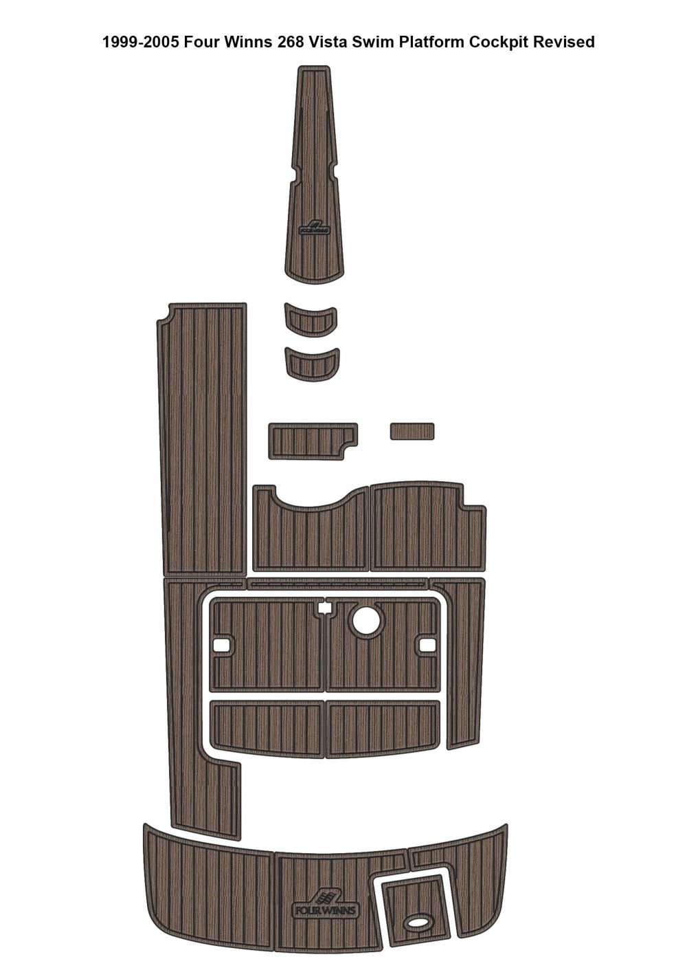 1999-2005 Four Winns 268 Vista Swim Platform Cockpit Boat EVA Foam Faux Teak Floor Pad Mat SeaDek MarineMat Gatorstep Style Self Adhesive