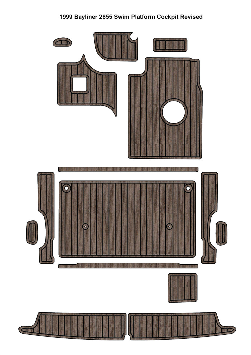 1999 Bayliner 2855 Swim Platform Cockpit Boat EVA Foam Faux Teak Deck Floor Pad Mat SeaDek MarineMat Gatorstep Style Self Adhesive