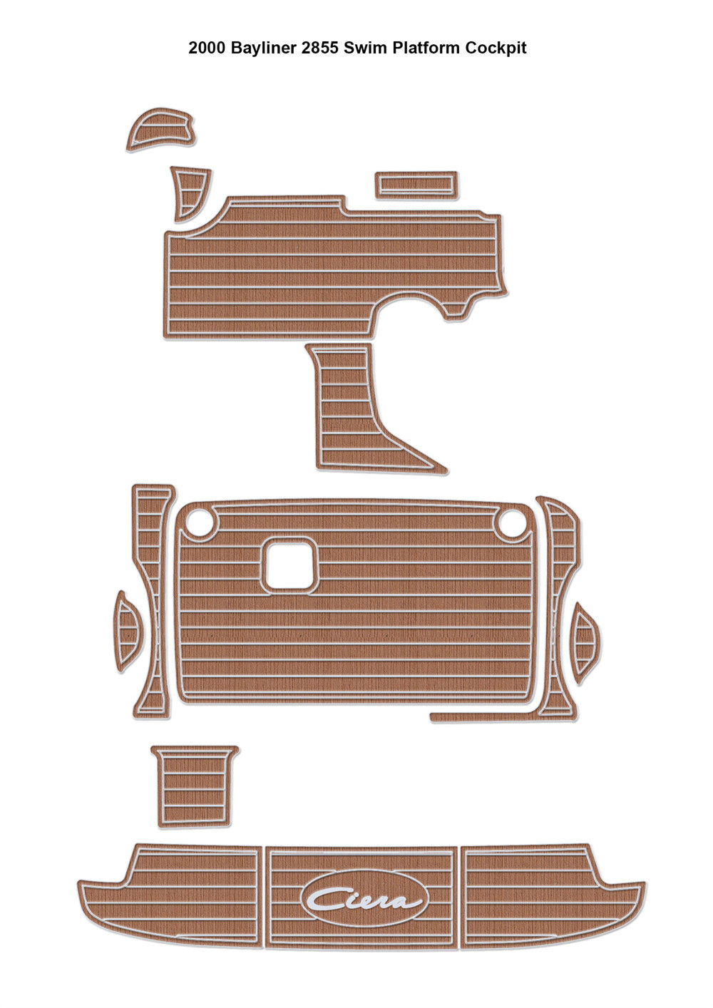 2000 Bayliner 2855 Swim Platform Cockpit Boat EVA Foam Teak Deck Floor Pad Mat SeaDek MarineMat Gatorstep Style Self Adhesive