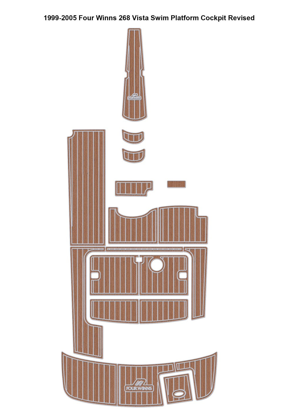 1999-2005 Four Winns 268 Vista Swim Platform Cockpit Boat EVA Foam Faux Teak Floor Pad Mat SeaDek MarineMat Gatorstep Style Self Adhesive