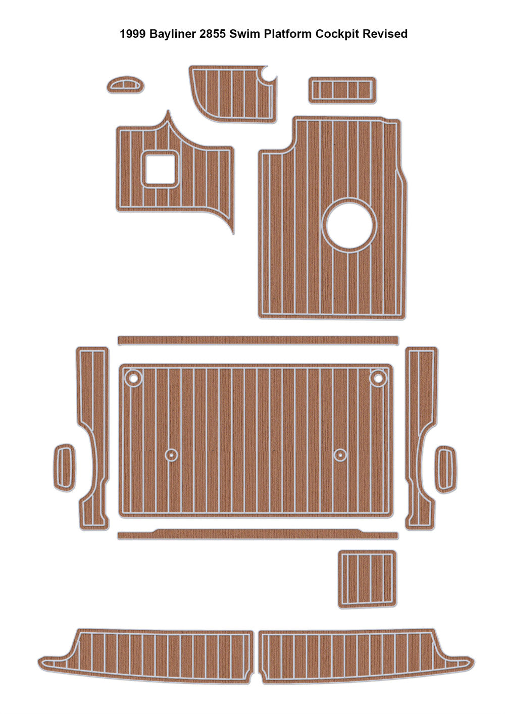 1999 Bayliner 2855 Swim Platform Cockpit Boat EVA Foam Faux Teak Deck Floor Pad Mat SeaDek MarineMat Gatorstep Style Self Adhesive
