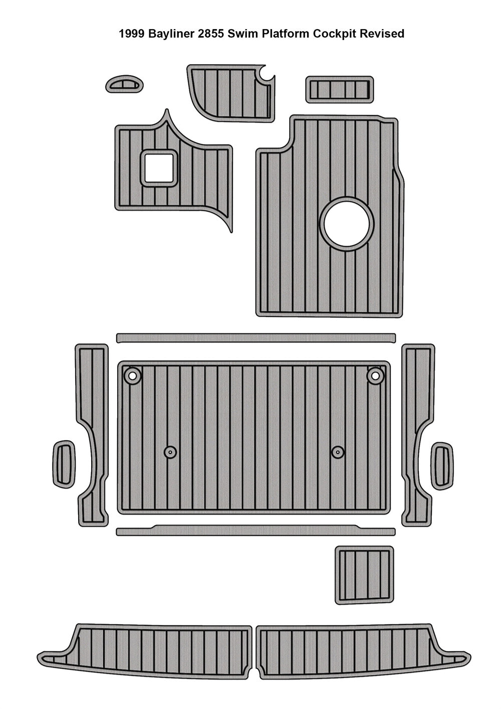 1999 Bayliner 2855 Swim Platform Cockpit Boat EVA Foam Faux Teak Deck Floor Pad Mat SeaDek MarineMat Gatorstep Style Self Adhesive