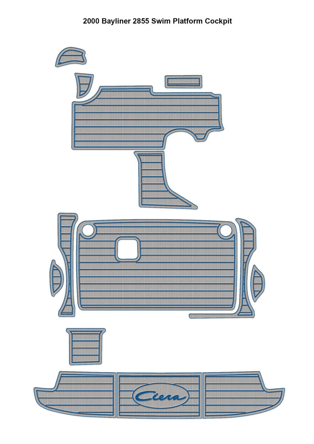 2000 Bayliner 2855 Swim Platform Cockpit Boat EVA Foam Teak Deck Floor Pad Mat SeaDek MarineMat Gatorstep Style Self Adhesive