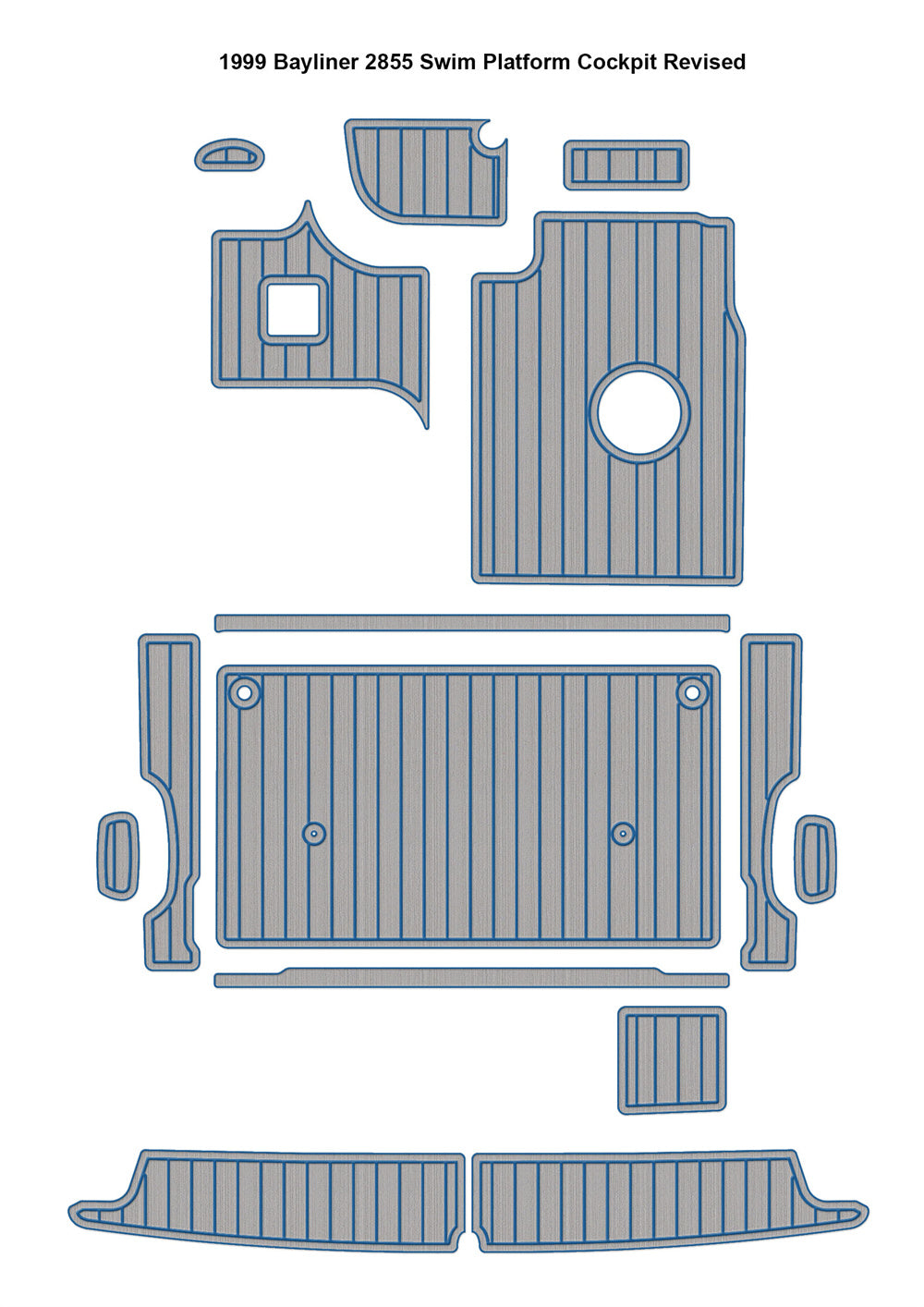 1999 Bayliner 2855 Swim Platform Cockpit Boat EVA Foam Faux Teak Deck Floor Pad Mat SeaDek MarineMat Gatorstep Style Self Adhesive