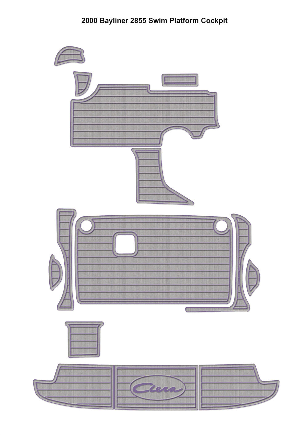 2000 Bayliner 2855 Swim Platform Cockpit Boat EVA Foam Teak Deck Floor Pad Mat SeaDek MarineMat Gatorstep Style Self Adhesive