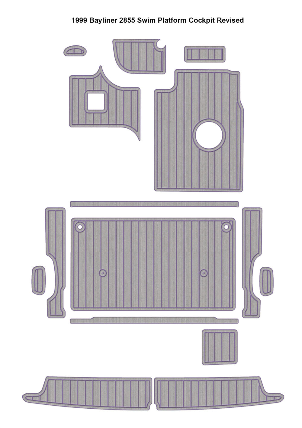 1999 Bayliner 2855 Swim Platform Cockpit Boat EVA Foam Faux Teak Deck Floor Pad Mat SeaDek MarineMat Gatorstep Style Self Adhesive