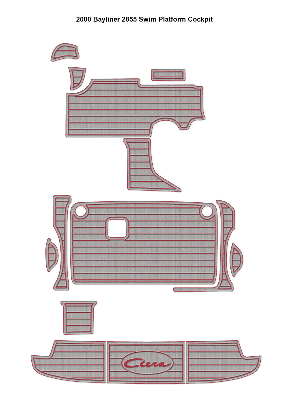 2000 Bayliner 2855 Swim Platform Cockpit Boat EVA Foam Teak Deck Floor Pad Mat SeaDek MarineMat Gatorstep Style Self Adhesive