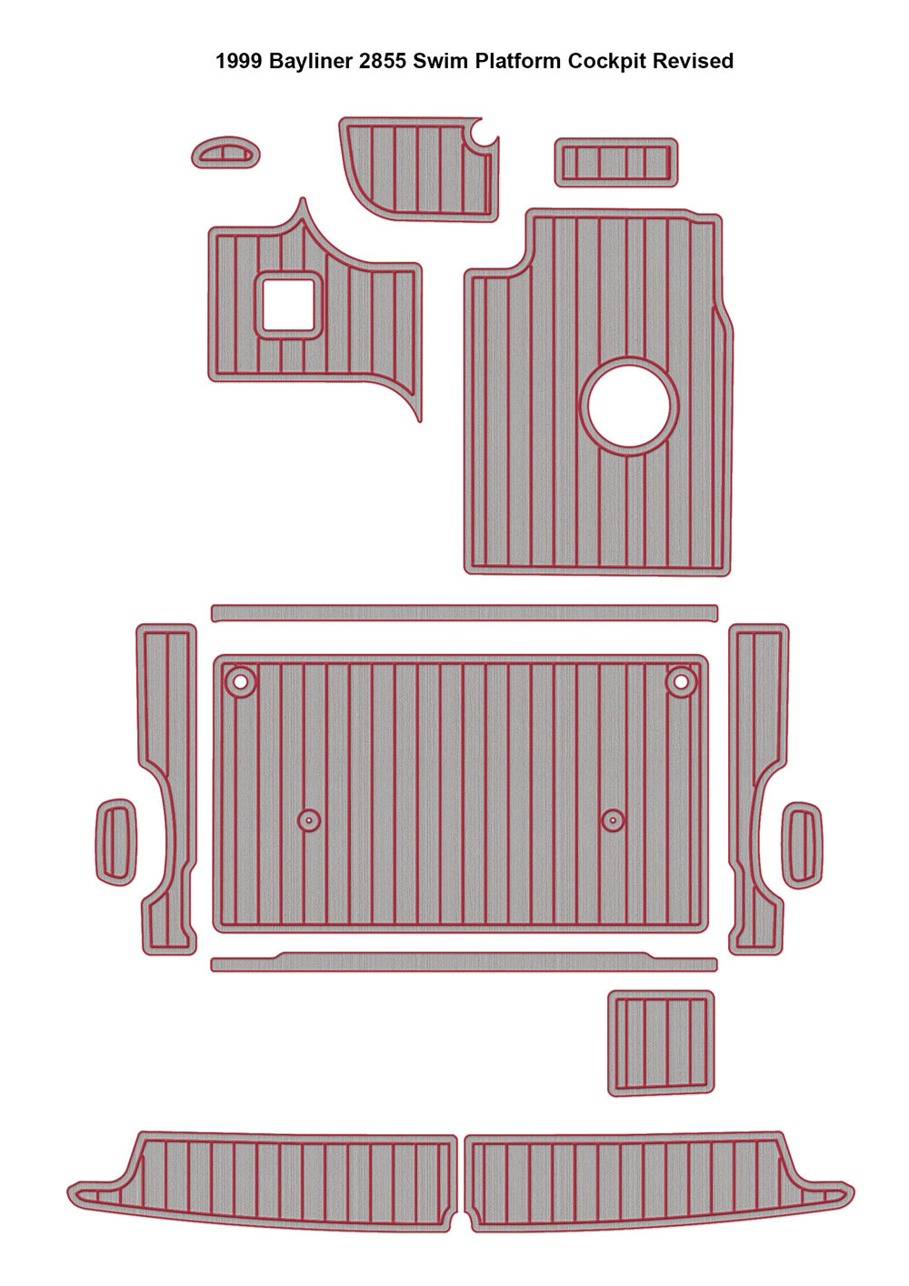 1999 Bayliner 2855 Swim Platform Cockpit Boat EVA Foam Faux Teak Deck Floor Pad Mat SeaDek MarineMat Gatorstep Style Self Adhesive