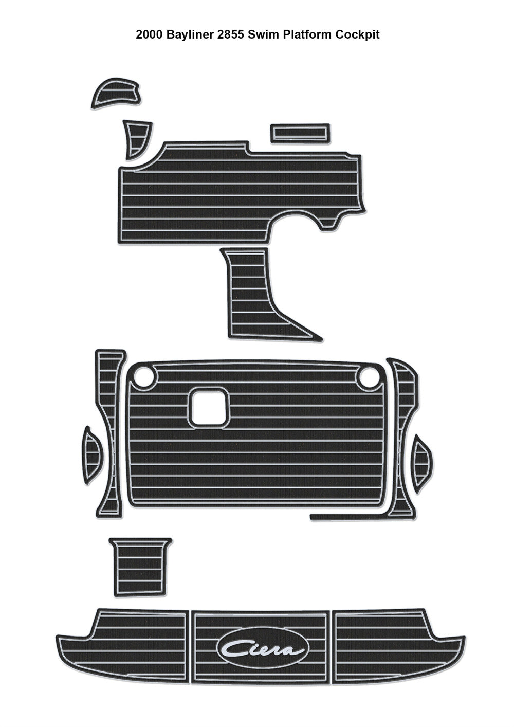 2000 Bayliner 2855 Swim Platform Cockpit Boat EVA Foam Teak Deck Floor Pad Mat SeaDek MarineMat Gatorstep Style Self Adhesive