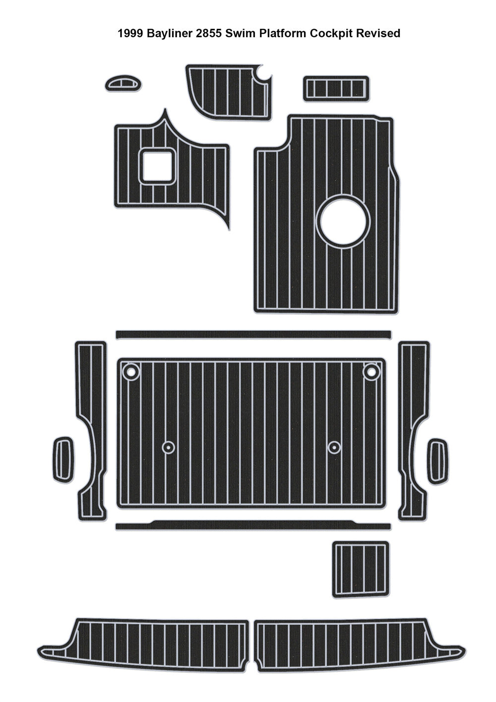 1999 Bayliner 2855 Swim Platform Cockpit Boat EVA Foam Faux Teak Deck Floor Pad Mat SeaDek MarineMat Gatorstep Style Self Adhesive