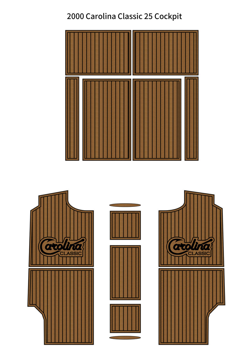 2000 Carolina Classic 25 Cockpit Pad Boat EVA Faux Foam Teak Deck Floor Mat SeaDek MarineMat Gatorstep Style Self Adhesive