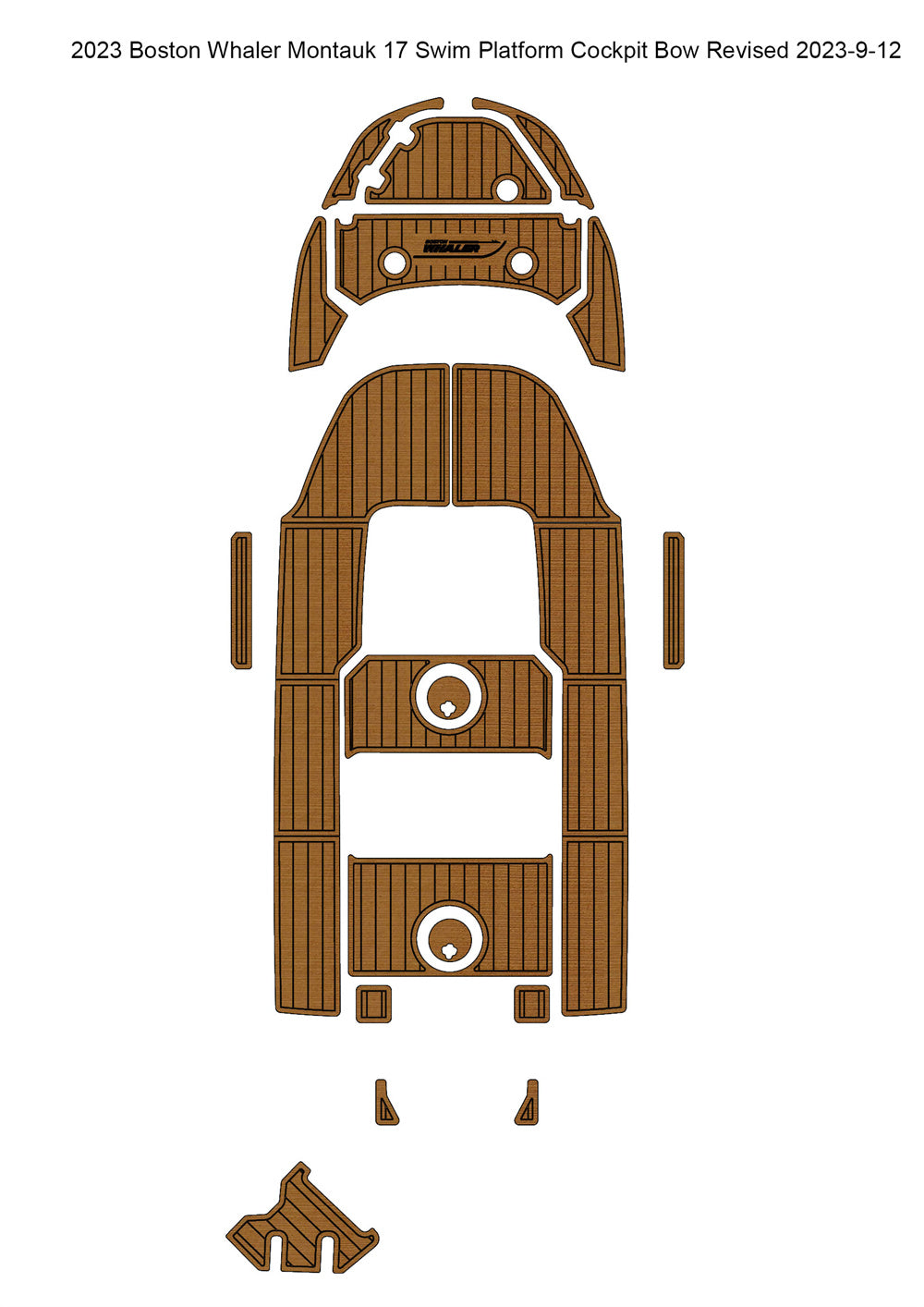 2023 Boston Whaler Montauk 17 Swim Platform Cockpit Mat Boat EVA Teak Floor Pad