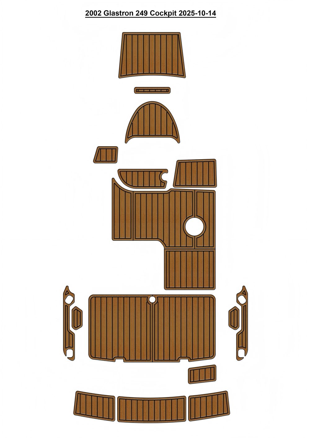 2002 Glastron 249 Cockpit Pad Boat EVA Floor Foam Faux Teak Deck Floor Mat SeaDek Gatorstep Style Self Adhesive