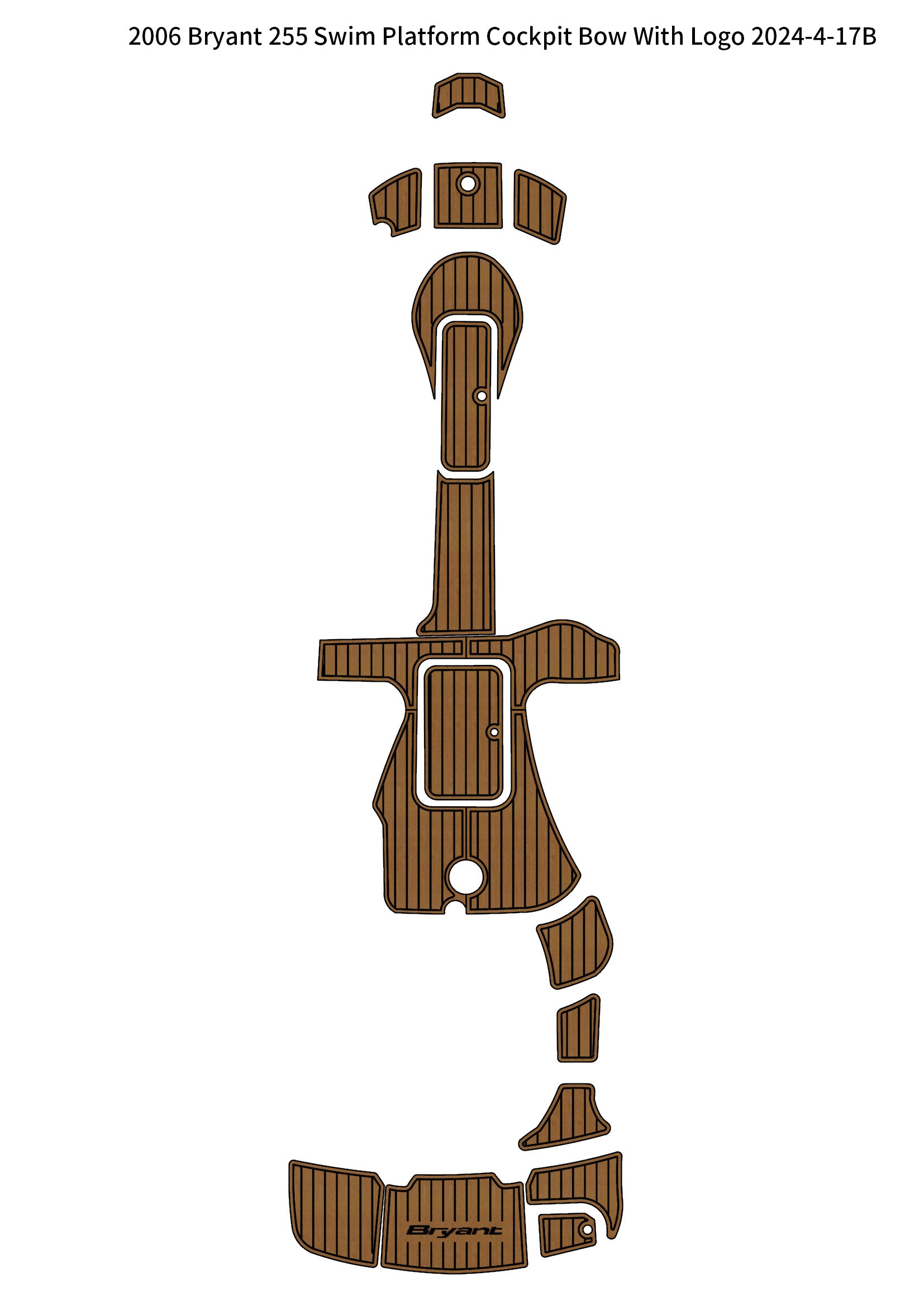 2006 Bryant 255 Swim Platform Cockpit Pad Boat EVA Foam Faux Teak Deck Floor Mat SeaDek MarineMat Gatorstep Style Self Adhesive