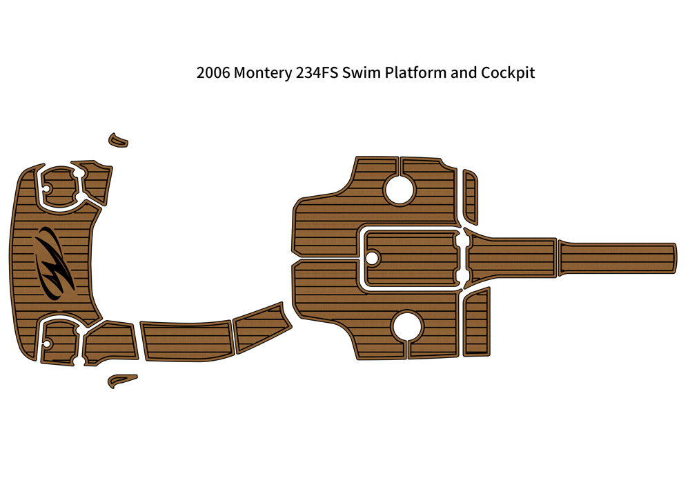 2006 Monterey 234FS Swim Platform Cockpit Pad Boat EVA Foam Teak Deck Floor Mat SeaDek MarineMat Style Self Adhesive