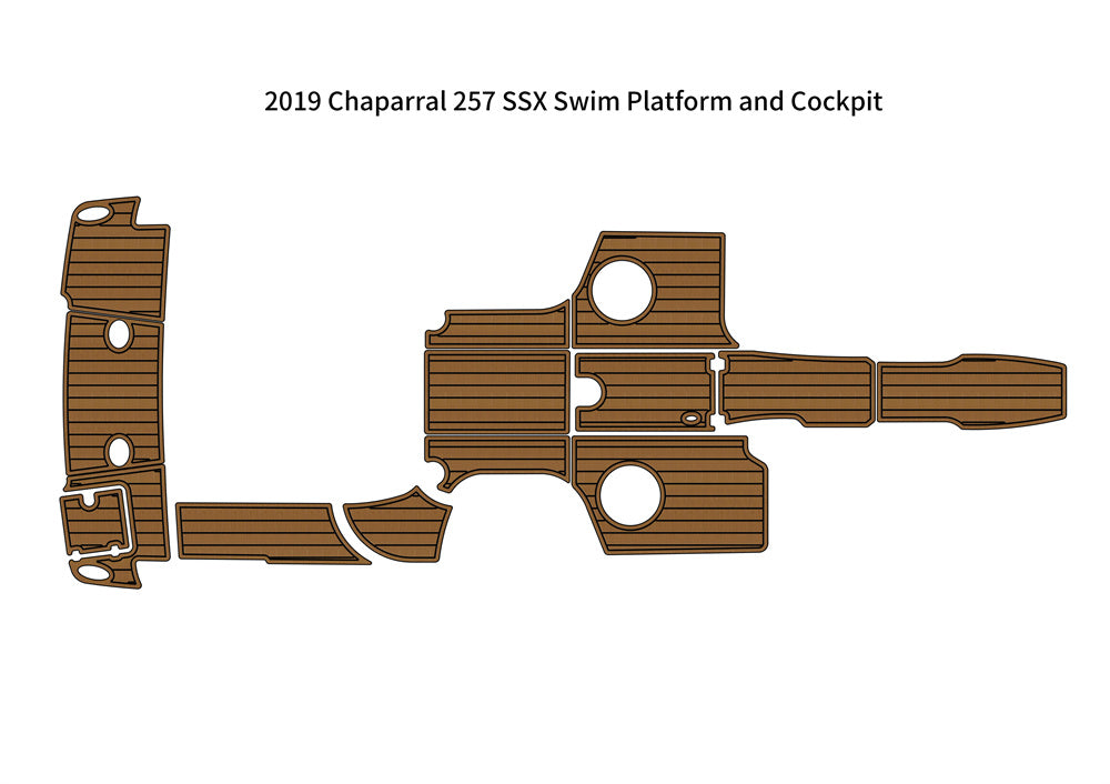 2019 Chaparral 257 SSX Swim Platform Cockpit Boat EVA Foam Faux Teak Floor Pad