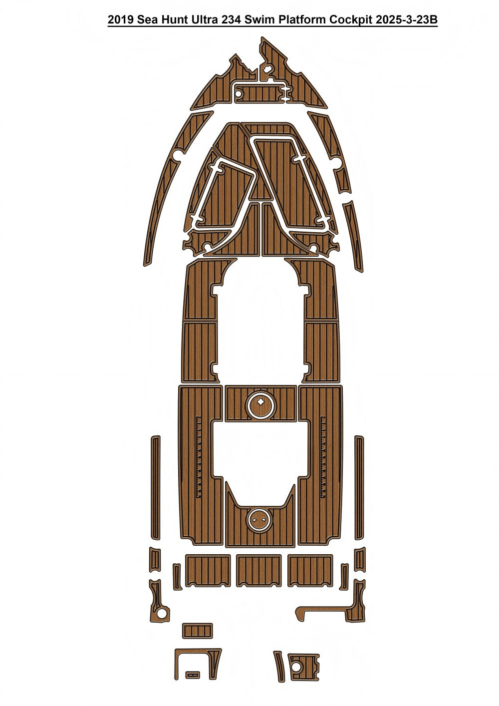 2019 Sea Hunt Ultra 234 Swim Platform Cockpit Boat EVA Foam Faux Teak Deck Floor Mat Pad SeaDek MarineMat Style Self Adhesive