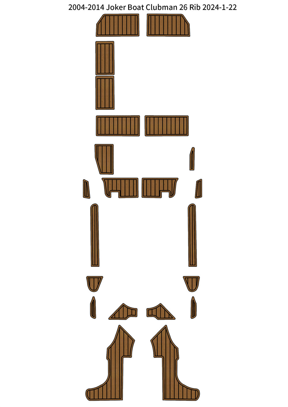 2004-2014 Joker Boat Clubman 26 Rib Cockpit Pad Boat EVA Foam Faux Teak Floor Mat SeaDek MarineMat Style Self Adhesive