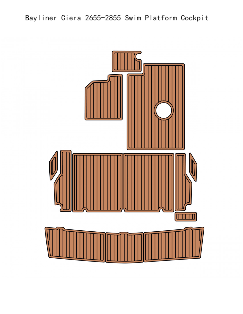 Bayliner Ciera 2655-2855 Swim Platform Cockpit Boat EVA Faux Teak Deck Floor Pad