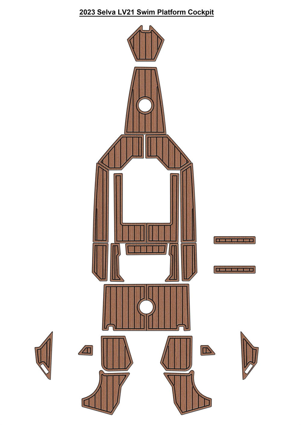 2023 Selva LV21 Swim Platform Cockpit Boat EVA Foam Faux Teak Deck Floor Mat Seadek MarineMat Gatorstep Style Self Adhesive