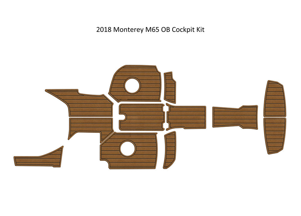 2018 Monterey M65 OB Cockpit Pad Boat EVA Foam Faux Teak Deck Floor Mat Flooring