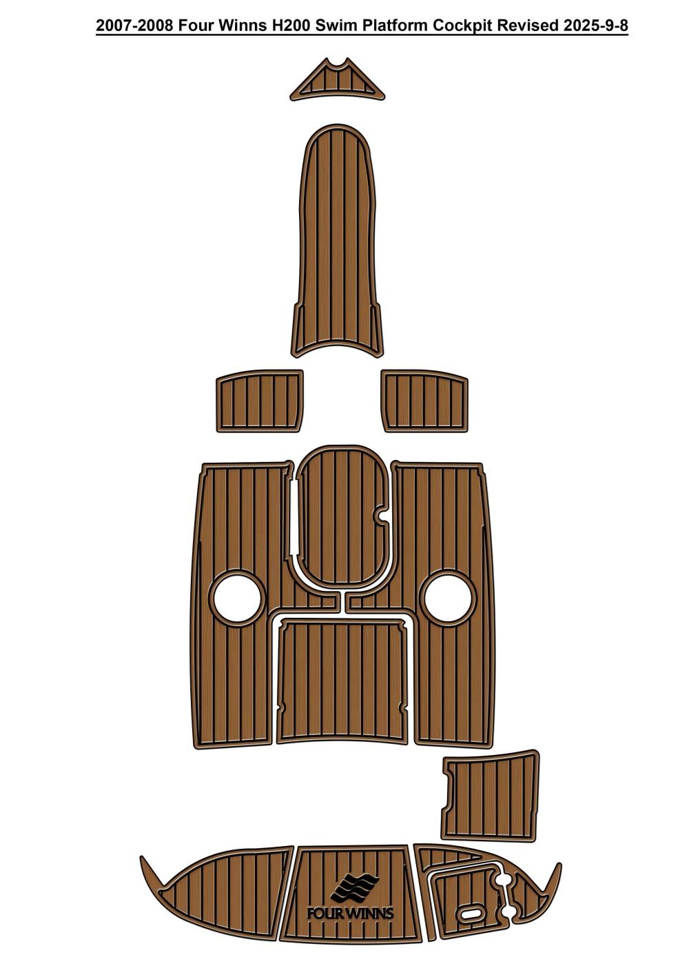2007-2008 Four Winns H200 Swim Platform Cockpit Boat EVA Teak Deck Floor Mat SeaDek MarineMat Gatorstep Style Self Adhesive