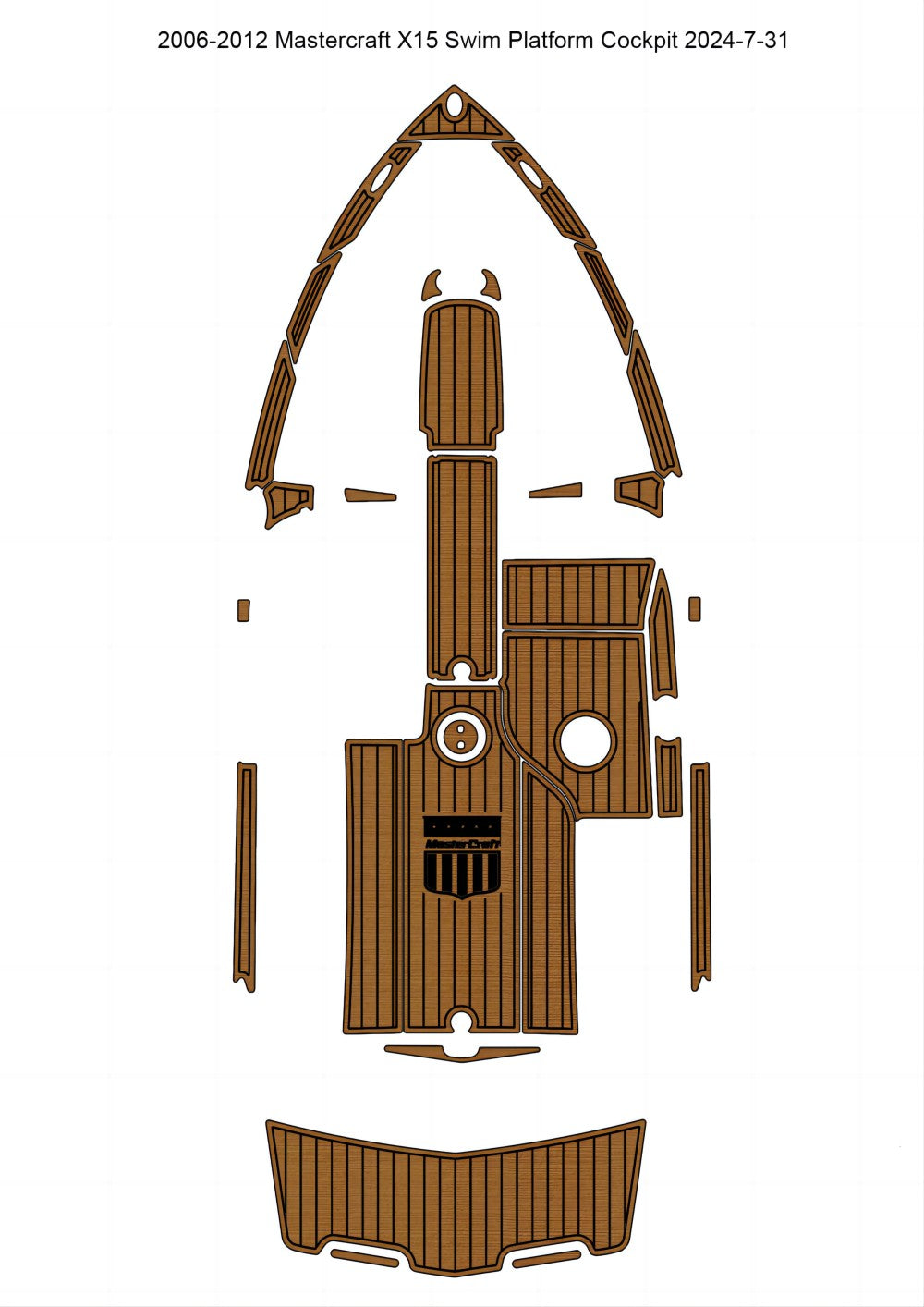 2006-2012 Mastercraft X15 Swim Platform Cockpit Pad Boat EVA Teak Deck Floor Mat SeaDek MarineMat Gatorstep Style Self Adhesive