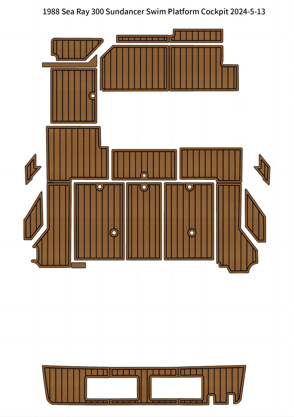 1988 Sea Ray 300 Sundancer Swim Platform Cockpit Pad Boat EVA Teak Deck Floor Mat Seadek MarineMat Gatorstep Style Self Adhesive