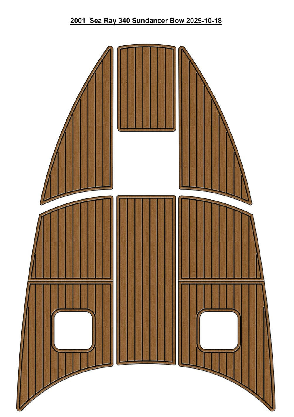 2000-2003 Sea Ray 340 Sundancer Bow Pad Boat EVA Foam Fuax Teak Deck Floor Mat Seadek MarineMat Gatorstep Style Self Adhesive