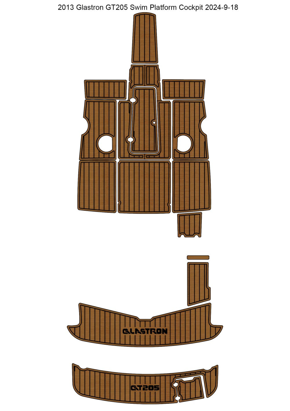 2013 Glastron GT205 Swim Platform Cockpit Pad Boat EVA Foam Faux Teak Deck Floor Mat SeaDek MarineMat Gatorstep Style Self Adhesive