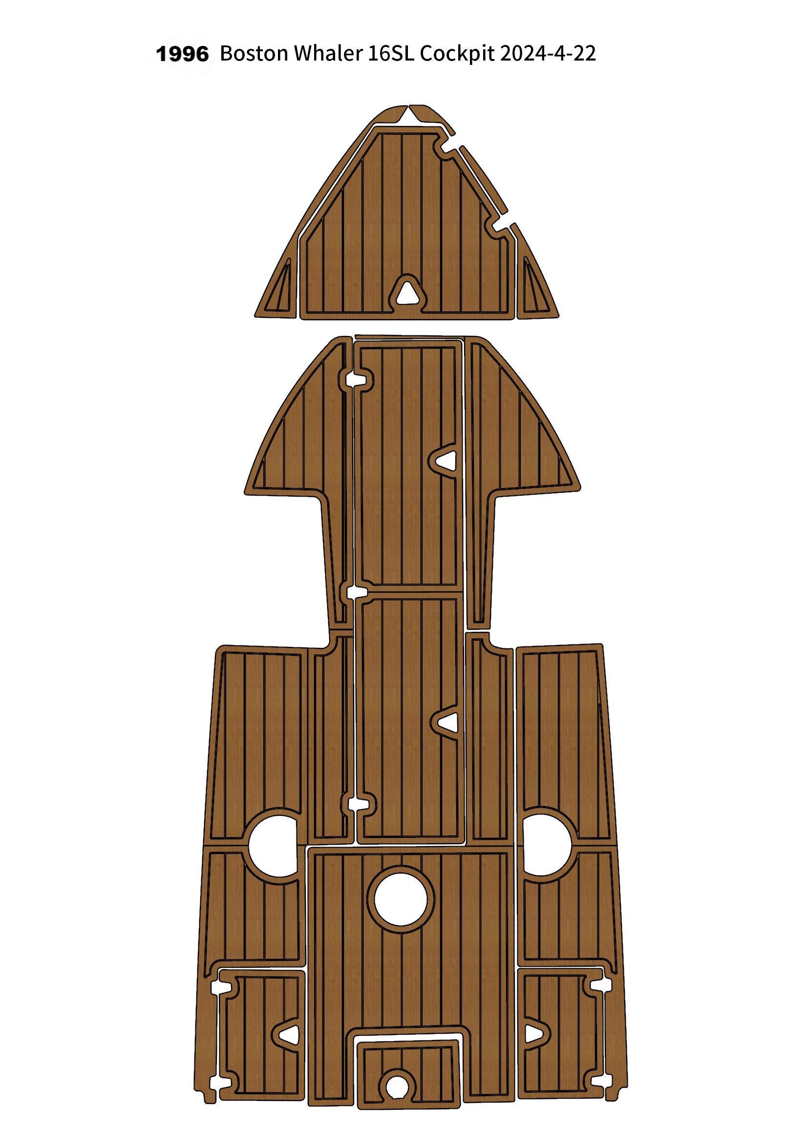 1996 Boston Whaler 16SL Cockpit Mat Boat EVA Foam Teak Flooring Pad SeaDek MarineMat Gatorstep Style Self Adhesive