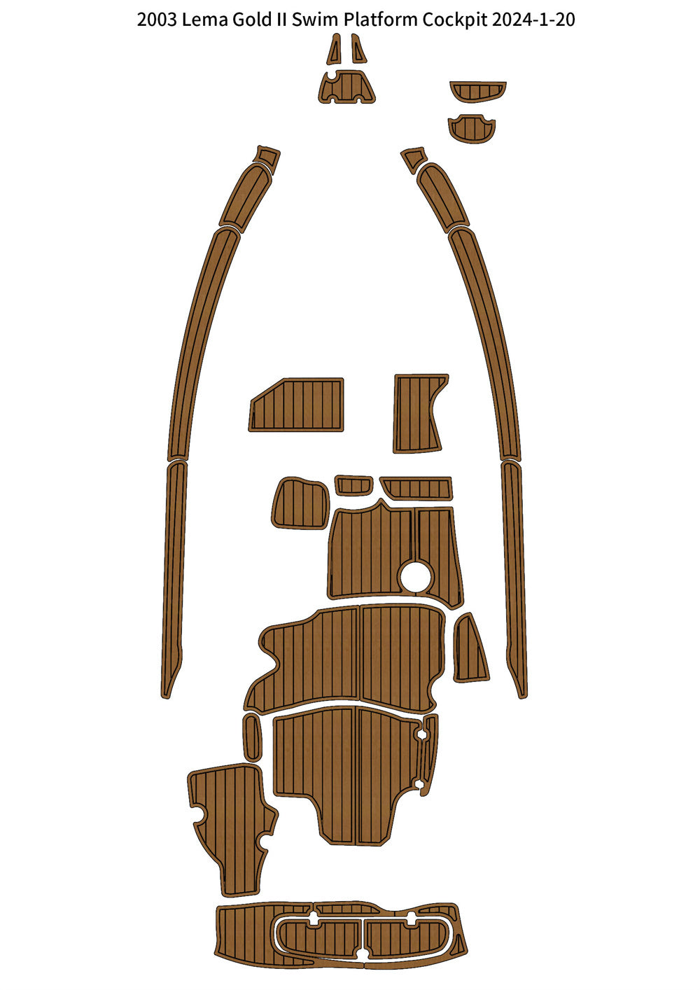 2003 Lema Gold II Swim Platform Cockpit Pad Boat EVA Foam Faux Teak Floor Mat SeaDek MarineMat Gatorstep Style Self Adhesive