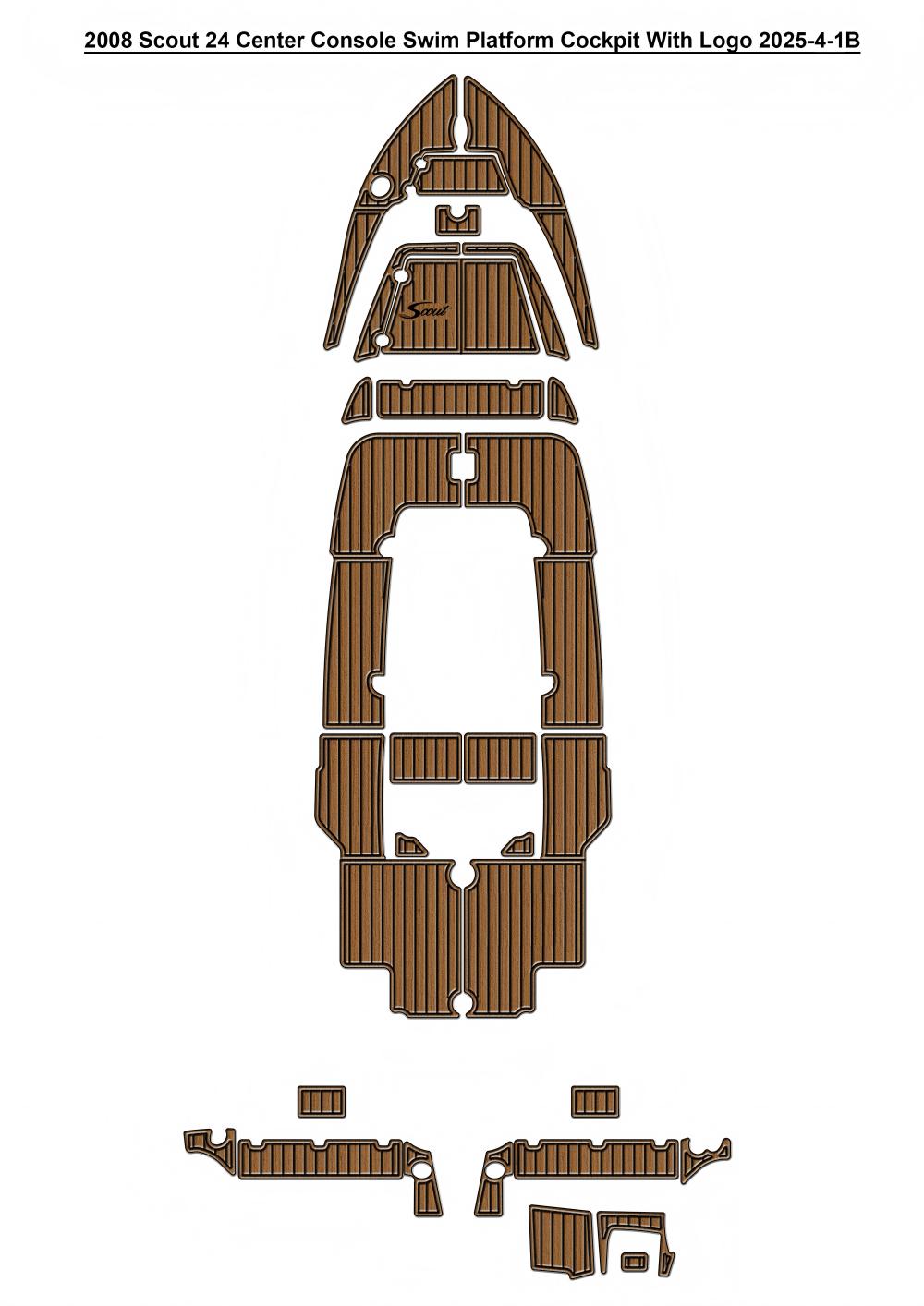 2008 Scout 24 Center Console Swim Platform Cockpit Pad Boat EVA Foam Faux Teak Deck Floor Mat SeaDek MarineMat Style Self Adhesive