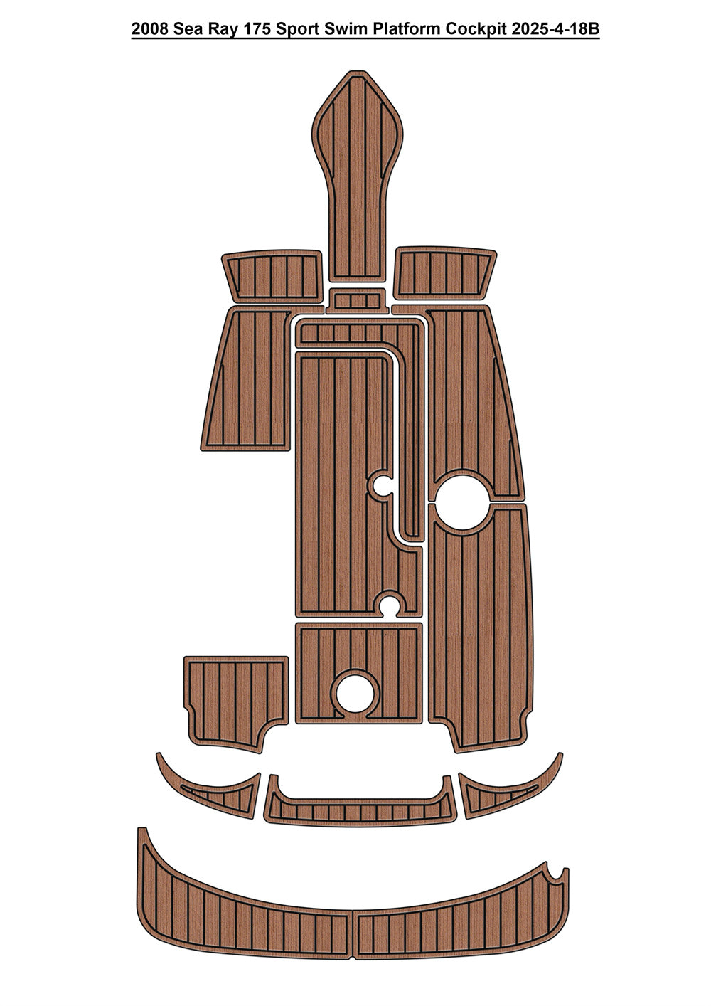 2008 Sea Ray 175 Sport Swim Platform Cockpit Boat Pad EVA Foam Faux Teak Deck Floor Mat Seadek MarineMat Style Self Adhesive