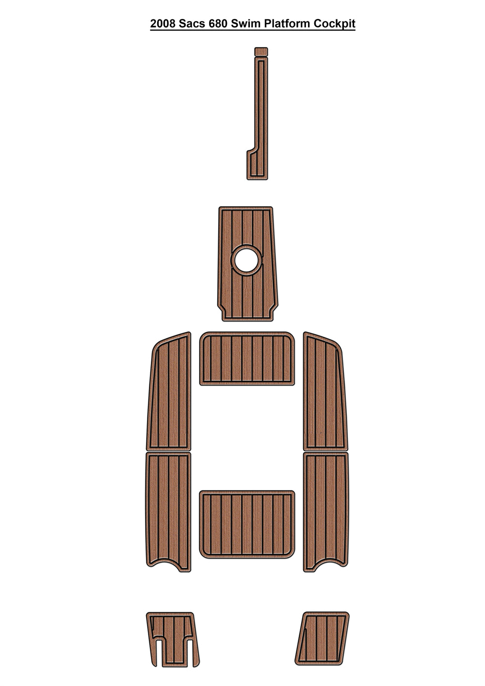 2008 Sacs 680 Swim Platform Cockpit Boat EVA Foam Faux Teak Deck Floor Mat Seadek MarineMat Gatorstep Style Self Adhesive