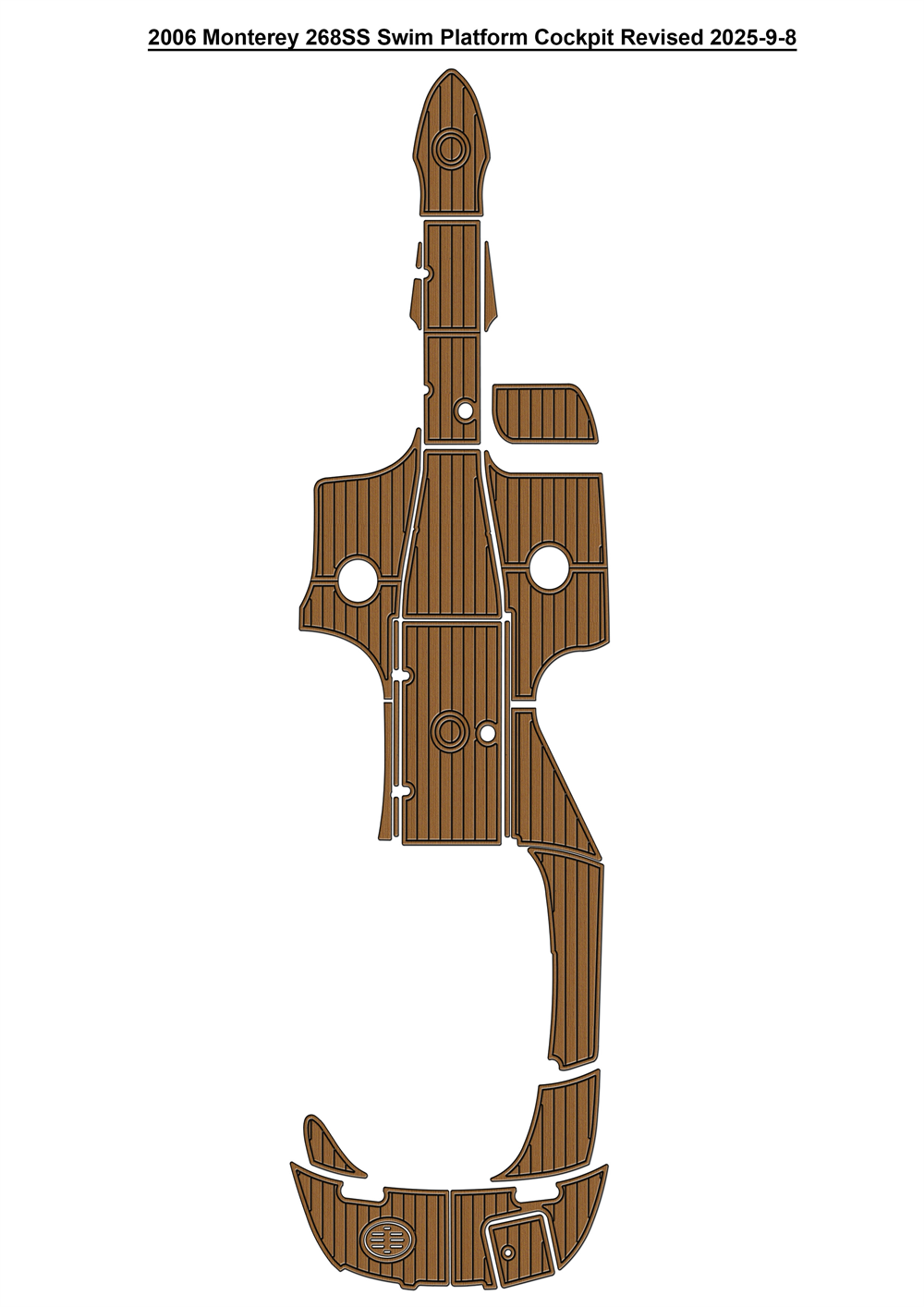 2006 Monterey 268SS Swim Platform Cockpit Pad Boat EVA Foam Faux Teak Deck Floor Mat SeaDek MarineMat Gatorstep Style Self Adhesive