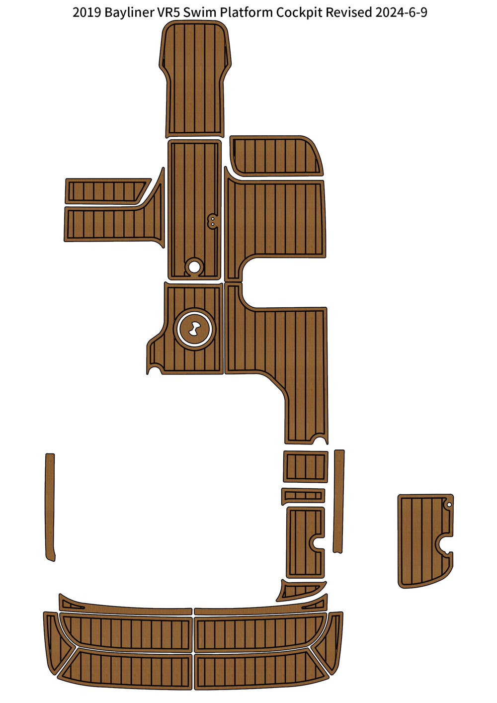 2019 Bayliner VR5 Swim Platform Cockpit Floor Boat EVA Foam Faux Teak Deck Flooring Pad Mat SeaDek MarineMat Style Self Adhesive